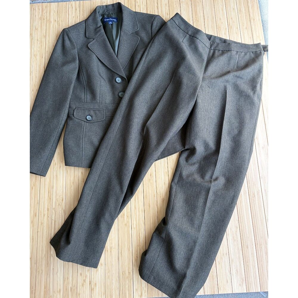 Evan-Picone Brown & Gray Pantsuit Set – Women's Size 10